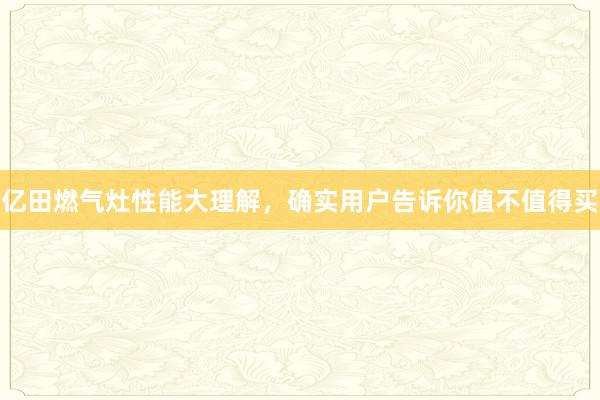 亿田燃气灶性能大理解，确实用户告诉你值不值得买