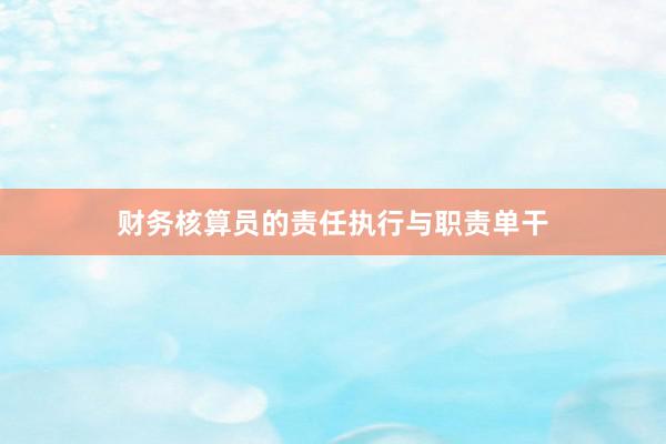 财务核算员的责任执行与职责单干